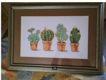 Ingelijst borduurwerk " Cactussen "