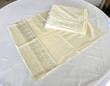 Champagnekleurige satijnen dekbedovertrek + kussensloop beschikbaar voor biedingen