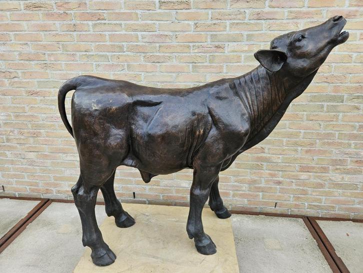 Bronzen kalf op ware grote! 2450 ipv 3500 koopje dus antoonb, Tuin en Terras, Tuinbeelden, Zo goed als nieuw, Dierenbeeld, Overige materialen