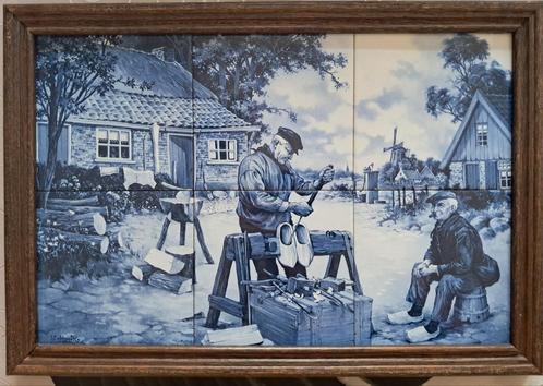 Vintage delftsblauw tegeltableau J.C.Van Hunnik, Antiek en Kunst, Antiek | Wandborden en Tegels, Ophalen of Verzenden