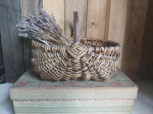 Prachtig klein frans oud wilgentenen handvat oogst/plukmand, Antiek en Kunst, Curiosa en Brocante, Ophalen of Verzenden