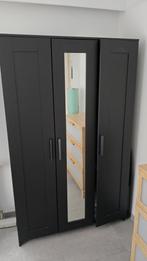 Zwarte BRIMNES kleerkast met spiegel, Ophalen, Gebruikt, 100 tot 150 cm, Met hangruimte