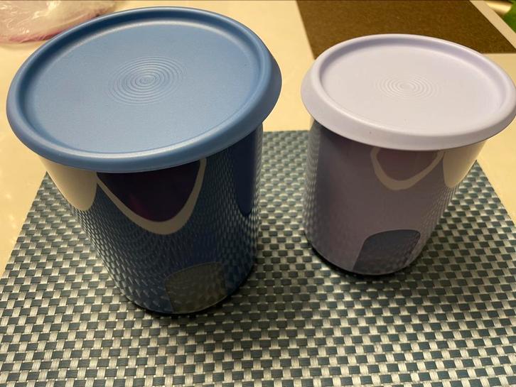 Set bewaardozen met venster, Huis en Inrichting, Keuken | Tupperware, Nieuw, Bus of Trommel, Blauw, Paars, Ophalen of Verzenden