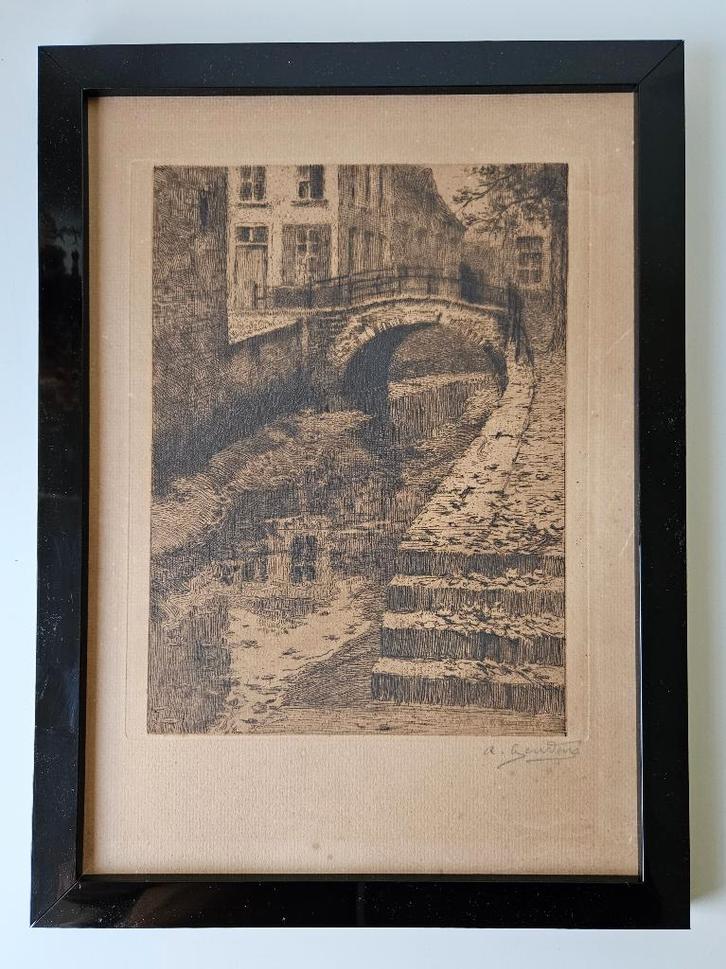 Ets Albert Geudens " Melaan Mechelen ", Antiek en Kunst, Kunst | Etsen en Gravures, Ophalen of Verzenden