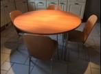 Ronde tafel met 4 stoelen, Huis en Inrichting, 100 tot 150 cm, 100 tot 150 cm, Rond, Kersenhout