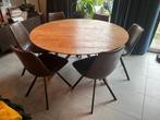 Pilma Design Spider tafel teak + 6 stoelen, Huis en Inrichting, Ophalen, 100 tot 150 cm, Zo goed als nieuw, Teakhout