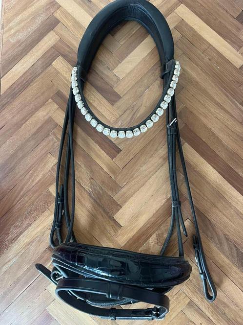 Hoofdstel cob lak crocco neusriem, Dieren en Toebehoren, Paarden en Pony's | Hoofdstellen en Tuigage, Zo goed als nieuw, Dressuur