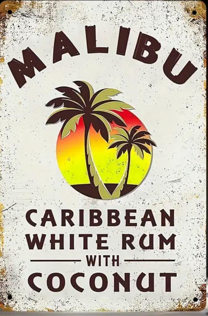 Metalen reclamebord Malibu - retro vintage deco mancave new, Verzamelen, Merken en Reclamevoorwerpen, Nieuw, Reclamebord, Ophalen of Verzenden