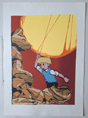 Leuke zeefdruk Anneke De Keyser "Stripfiguur Jommeke?" beschikbaar voor biedingen