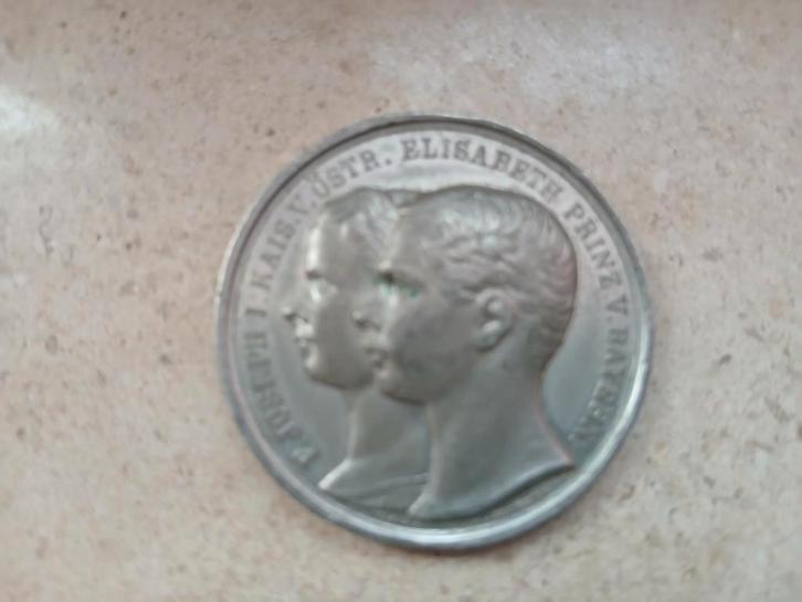 Piece medaille 1854 mariage joseph I et SISSI Elisabeth, Timbres & Monnaies, Pièces & Médailles, Argent, Enlèvement