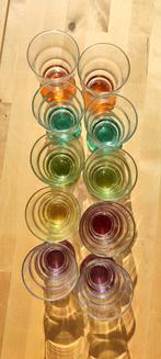 Verres/verrines colorées x10, Gebruikt, Ophalen of Verzenden, Waterglas