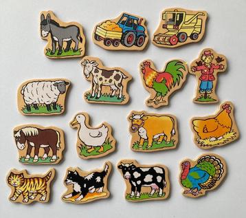 15 plaquettes magnétiques animaux de la ferme, Enlèvement ou Envoi, Utilisé