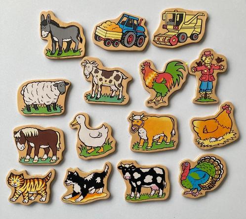 15 plaquettes magnétiques animaux de la ferme, Kinderen en Baby's, Speelgoed | Educatief en Creatief, Gebruikt, Ophalen of Verzenden