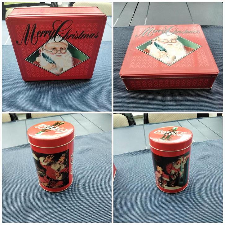 2 anciennes boites métal Noël /biscuits /Coca-Cola, Collections, Boîte en métal, Comme neuf, Biscuits, Enlèvement ou Envoi