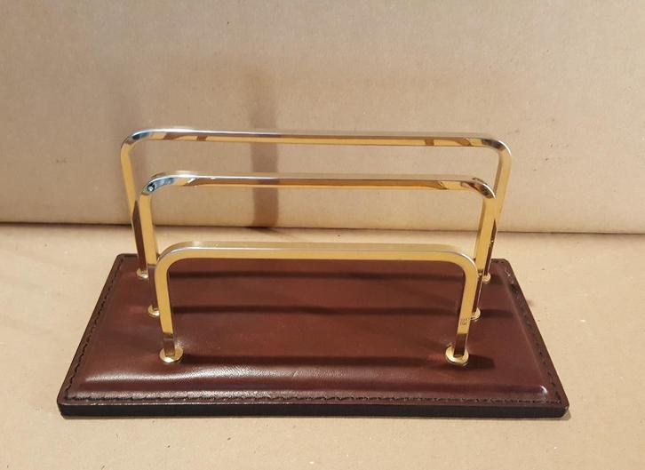 porte-lettres ILG - cuir + laiton (vintage), Divers, Accessoires de bureau, Utilisé, Enlèvement ou Envoi