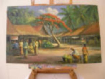 Scène indonésienne Dessa (village) avec arbres et, Enlèvement ou Envoi