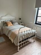 Antiek bed twijfelaar, Huis en Inrichting, Slaapkamer | Bedden, Ophalen, Gebruikt, Wit, Twijfelaar