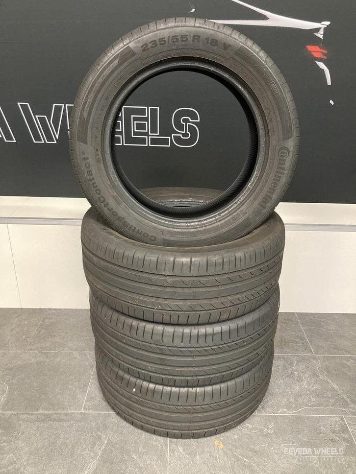 4x 235/55/18 100V Continental Contisportcontact5 zomerbanden, Auto-onderdelen, Banden en Velgen, Band(en), Zomerbanden, 18 inch