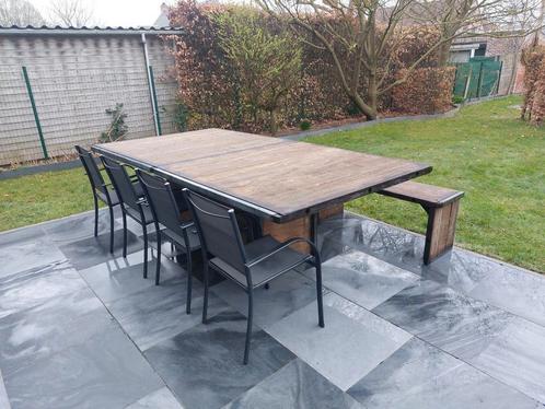 Azobe tuintafel, Tuin en Terras, Tuintafels, Zo goed als nieuw, Rond, Hout, Ophalen of Verzenden