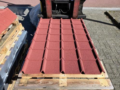 Stacaravan metalen dakpanplaat +/-113x83cm BRUIN ROOD GRIJS, Caravans en Kamperen, Stacaravans, meer dan 6, Ophalen