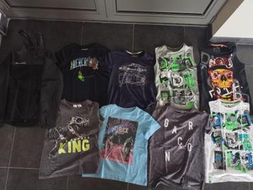 9 T-SHIRTS + REGENJAS JARTAZI MAAT 158-164 beschikbaar voor biedingen