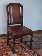6 chaises en bois avec revêtement en cuir, Brun, Enlèvement, Cinq, Six Chaises ou plus, Utilisé