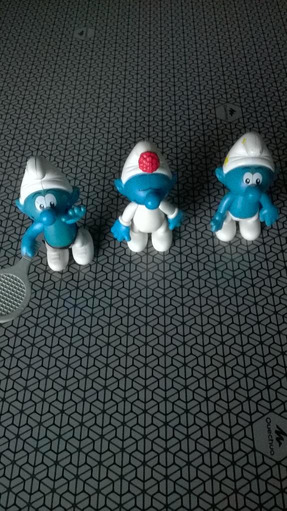 3 Schtroumpfs McDonald’s – collection 2002, Collections, Schtroumpfs, Utilisé, Poupée, Figurine ou Peluche, Différents Schtroumpfs