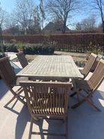 Tuintafel met 5 opklapbare stoelen, Ophalen, Gebruikt, Hout