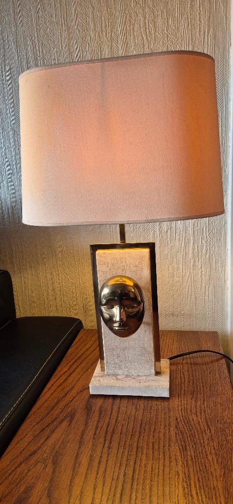 Mooie sfeervolle tafellamp, Maison & Meubles, Lampes | Lampes de table, Utilisé, 50 à 75 cm, Métal, Tissus, Autres matériaux, Enlèvement ou Envoi