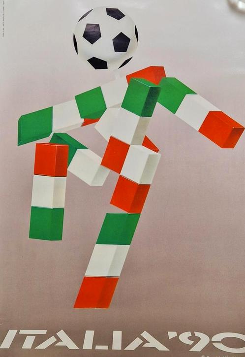 Affiche WK 1990 Italia, Verzamelen, Posters, Gebruikt, Sport, A1 t/m A3, Rechthoekig Staand, Ophalen of Verzenden