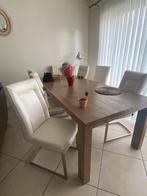 Table à manger avec 6 chaises en cuir, Ophalen, Zo goed als nieuw