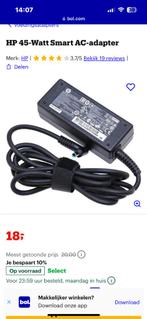 HP 45-Watt Smart AC-adapter, Computers en Software, Laptop-opladers, Ophalen of Verzenden, Zo goed als nieuw, Hp
