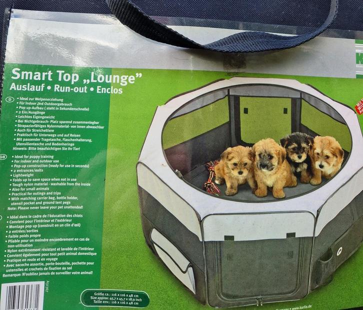 Puppypark nylon, Dieren en Toebehoren, Hondenbenches, Zo goed als nieuw, Ophalen