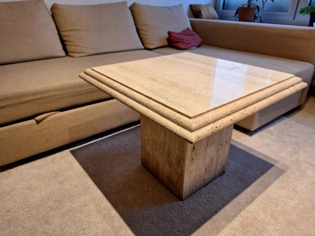 Travertin salontafel / Table basse en travertin, Ophalen, Overige materialen, Gebruikt, 50 tot 100 cm