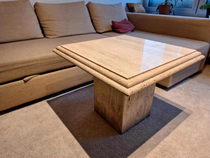 Travertin salontafel / Table basse en travertin, Huis en Inrichting, Tafels | Salontafels, Gebruikt, 50 tot 75 cm, 50 tot 100 cm