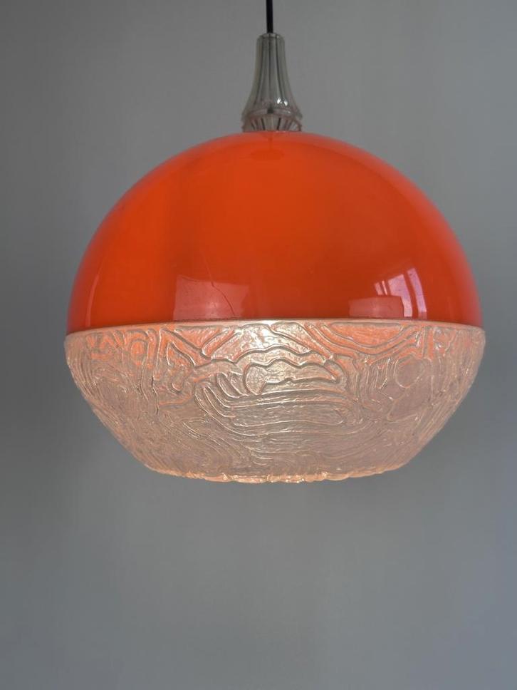 Suspension vintage space age orange, Huis en Inrichting, Lampen | Hanglampen, Zo goed als nieuw, 75 cm of meer, Overige materialen