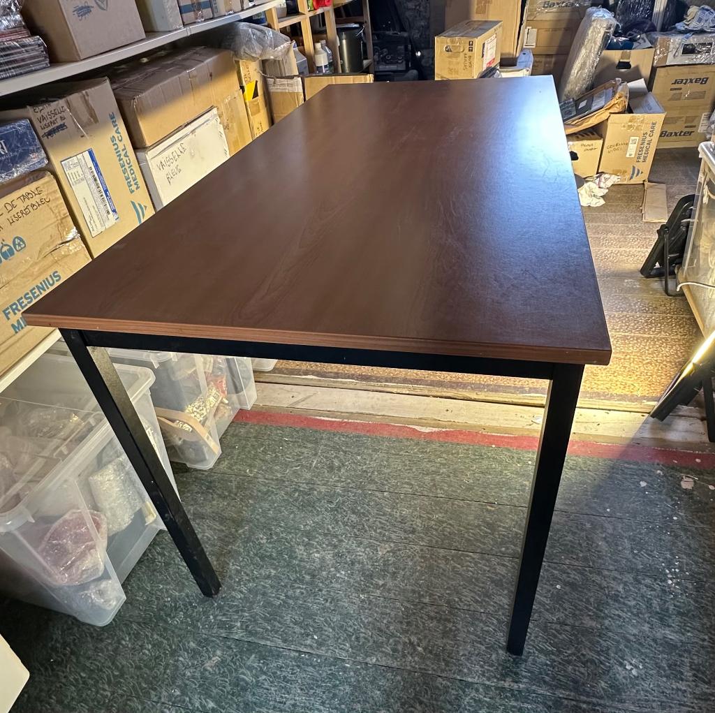 Table Robuste Acier/Bois L:140 l:70 H:74 cm, Maison & Meubles, 100 à 150 cm, Enlèvement, Utilisé, 50 à 100 cm