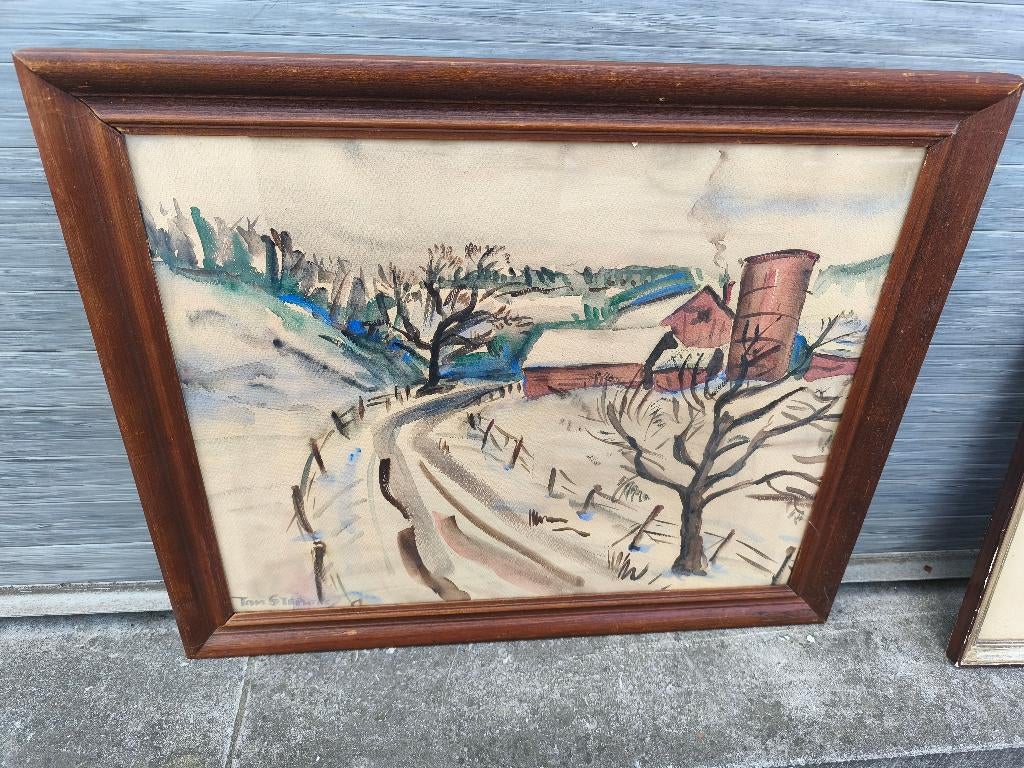 Aquarelle signe tom Stephens, Ophalen of Verzenden