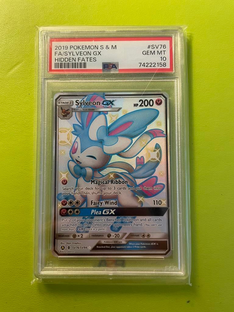 Sylveon GX PSA 10 sun & moon hidden fates pokemon kaart, Ophalen, Nieuw, Losse kaart, Foil