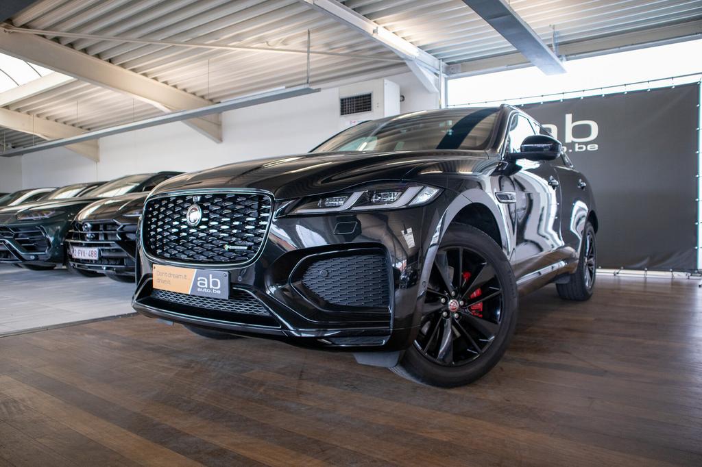 Jaguar F-Pace R-DYNAMIC, PANO, ADAPTIEVE CC, MEMORY SEATS,, USB, 4 cilinders, 0 kg, Zwart