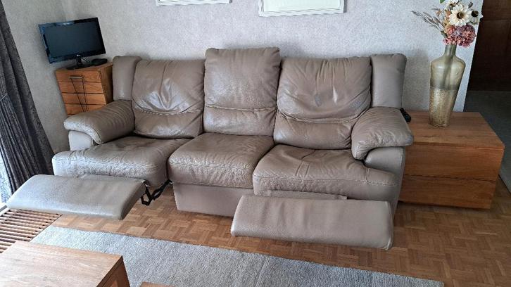 lederen salon, Maison & Meubles, Canapés | Coins salons complets, Utilisé, Cuir, Enlèvement