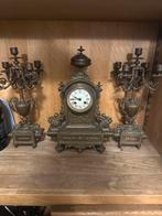 Antieke klok met 2 kandelaars – set, Antiek en Kunst, Ophalen