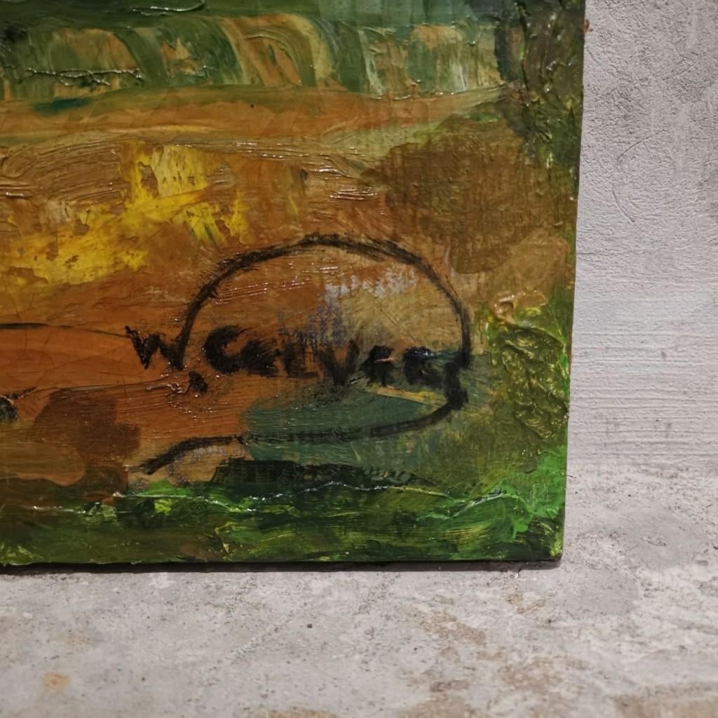 Journée d'été dans la cour flamande (ca1950)-William Clevers, Antiquités & Art, Art | Peinture | Moderne, Enlèvement