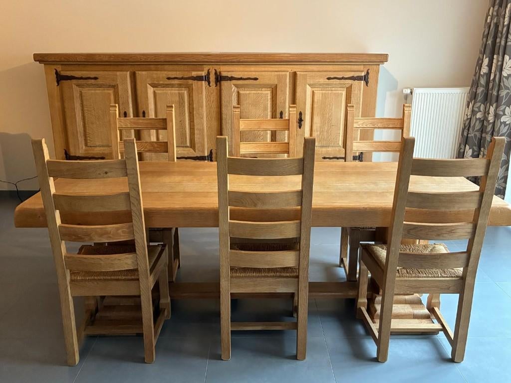 Volledig massieve eiken eetplaats, Huis en Inrichting, Overige Huis en Inrichting, Gebruikt, Ophalen