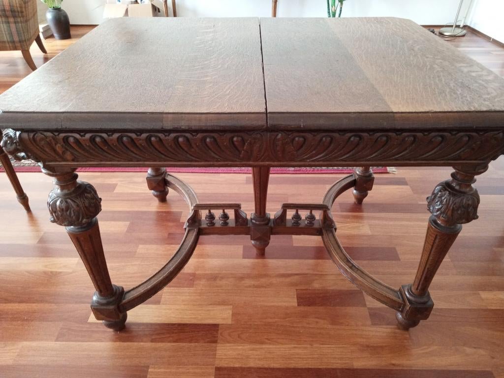 Mechelse eiken verlengbare eettafel, Antiek en Kunst, Ophalen