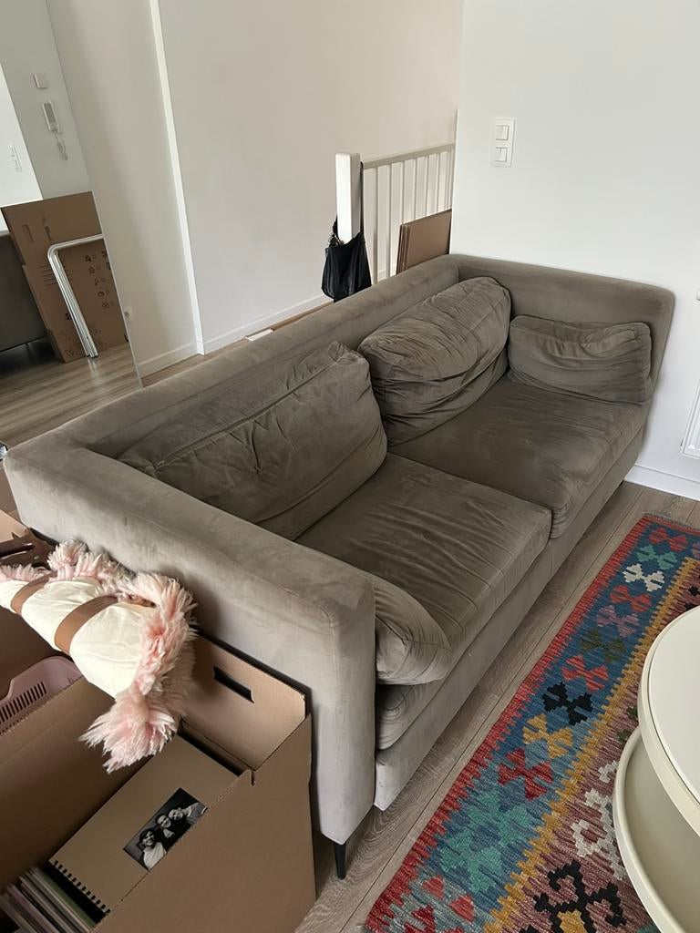 Canape Khaki Velours, Maison & Meubles, Enlèvement, Utilisé, Synthétique