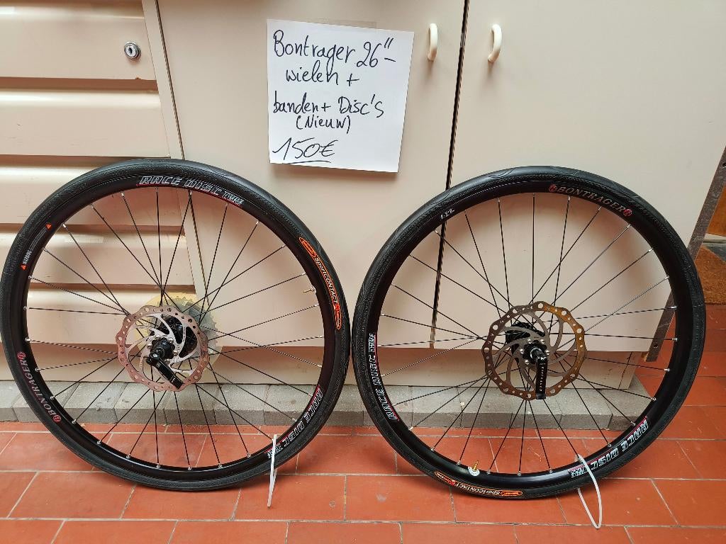 Bontrager RaceDisc Tubeless 26"+ Continental-banden + discs, Fietsen en Brommers, Fietsonderdelen, Racefiets, Zo goed als nieuw