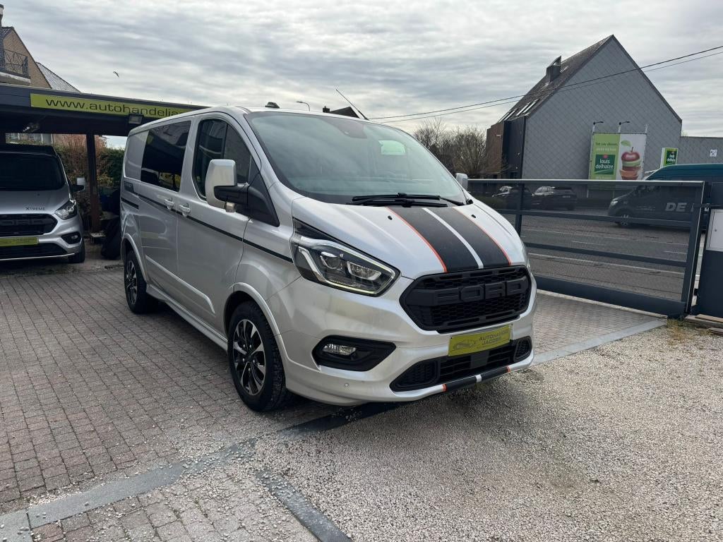 FORD TRANSIT CUSTOM * SPORT * DUB CAB * AUT * 185PK * CAMERA, 1995 cc, 4 cilinders, Leder en Stof, Bedrijf