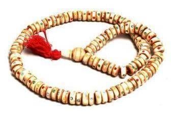 Gebedssnoer van been met ingelegde glaskraaltjes, Verzamelen, Religie, Nieuw, Boeddhisme, Ophalen of Verzenden