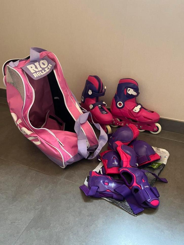Patins à roulettes roses, protection et sac, Sports & Fitness, Patins à roulettes alignées, Protection, Enlèvement ou Envoi